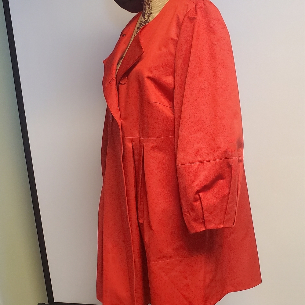 Trendy Red Puff Sleeve Double-breasted Pea Coat XL - Picture 7 of 11